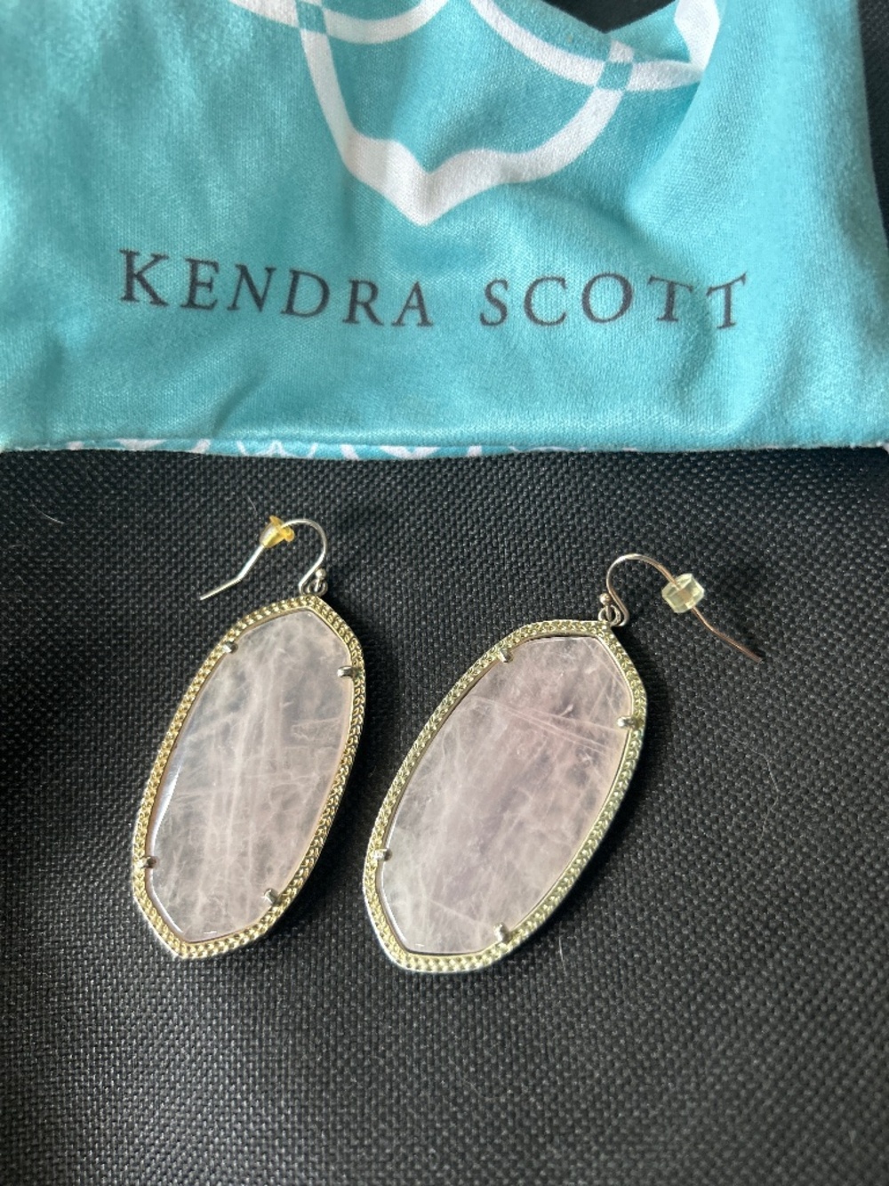 Kendra Scott smokey pink quartz earrings